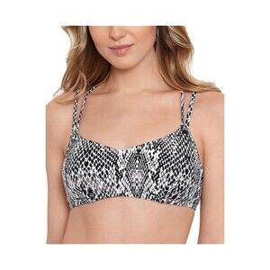 Macy's Black and White Snake Print Bikini Top